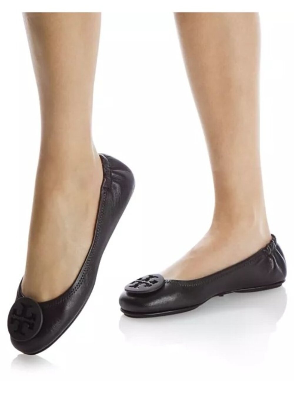 TORY BURCH Reva BLACK Travel Ballet Flats SIZE 9 - Picture 2 of 8